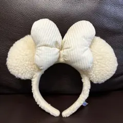 【ディズニー】ミニーのふわもこカチューシャ（アイボリー）