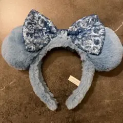 ディズニー カチューシャ もこもこ ふわふわ スパンコール 水色 ミニー