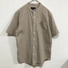 ZIP FIVE バンドカラーシャツ チェック柄 コットン ベージュ Sのサムネイル