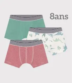 新品 未使用 プチバトー トランクス 3枚組 恐竜 ミラレ 8ans