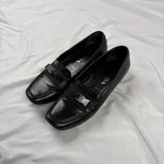 PRADA square toe leather loafers black - メルカリ