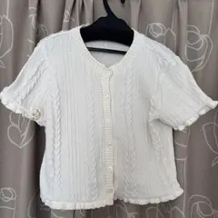 ZARA ザラ　ケーブルニット ショートスリーブ（半袖）ポロシャツ