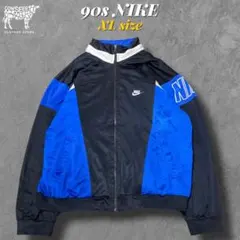 90s NIKE ナイキ銀タグ ロゴ刺繍トラックジャケット 実寸XL スウッシュ