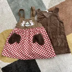 Petit jam 猫と花刺繍のワンピース 90 100 cm