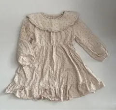 アプレレクール　ドット柄フリル付き長袖ワンピース