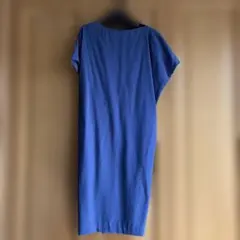 デプレ　ブルー　後ろギャザー入り　フレンチスリーブ　ワンピース S