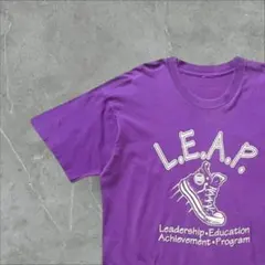 【XL】L.E.A.P. プリントTシャツ シングルステッチパープルフェード古着のサムネイル