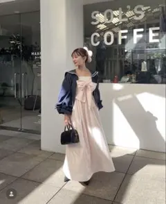 MUGUET リボンキャミソールワンピース ピンクのサムネイル