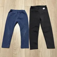 UNIQLO futafuta フリースレギンス ネイビー グレー 100cmのサムネイル