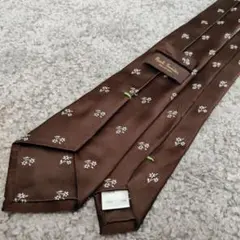 ポールスミス　ネクタイ　ブラウン　花柄　ビジネス　ブランドネクタイ