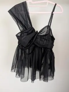 Re:EDIT 黒 シースルー アシンメトリー ビスチェ