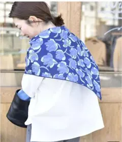 OURHOME やわらかなシワ感、サンカクストール　 ネイビー