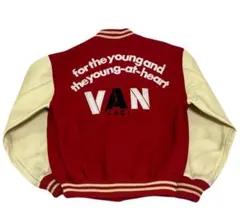 VAN JACKET スタジャン 袖レザー レッド Lサイズ ヴィンテージ 赤のサムネイル