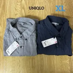 B202 ユニクロ フランネルシャツ ボタンダウン 長袖 XL 2点
