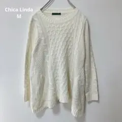 チカリンダ【M】アイボリー 長袖ニット