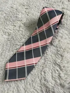 今だけ最安出品！【ORIHICA】 グレー ピンク チェック柄 ネクタイ