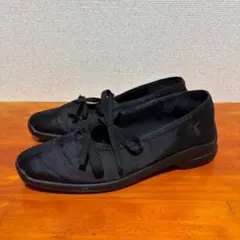 LE TALON ルタロン ダブルリボンバレリーナ ブラック　25cm