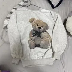 クマプリントパーカースウェットシャツ