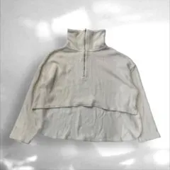 T-195 CITEN シテン クロップド丈 ハーフジップトッププルオーバー F