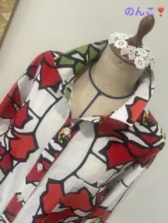 新品 80s クリスチャンディオール ストライプ花柄半袖ブラウス シアー 