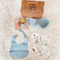 ▪︎ ベビー 離乳食 食器 青 ブルー かわいい 出産祝い 吸盤 シリコン