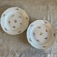 希少品 イタリア製RichardGinori 白磁に咲くお花 ディナー大皿2枚