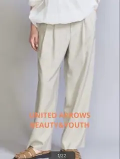 美品ユナイテッドアローズビューティーアンドユース リネンライクタックワイドパンツ