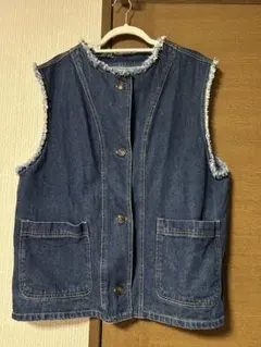 デニムフリンジノースリーブベスト