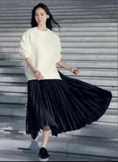 【美品】UNIQLO✖️Theory プリーツラップスカート ブラックL
