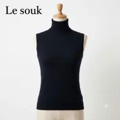 Le souk ルスーク タートルネック ノースリーブ ニット ブラック 2のサムネイル