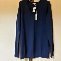 GAP メリノウール Vネックセーター L ネイビー