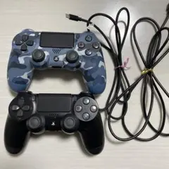 【動作確認済】PS4 純正コントローラー CUH-ZCT2J ×2 ケーブル×2