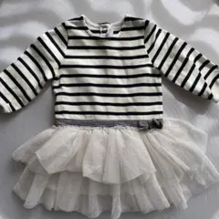 petitbateau プチバトー  ラメ  チュールワンピース　ストライプ