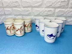 未使用 セラミックコップ酒器 と花柄 お猪口ぐい11点セット
