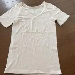 ベージュ Vネック Tシャツ Lサイズ