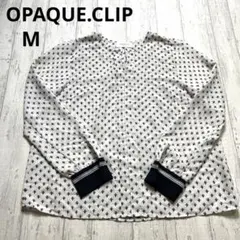 OPAQUE.CLIP 植物柄 長袖シャツ M ホワイト×ネイビー プルオーバー