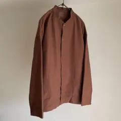 MUJI 無印良品　スタンドカラー　スナップボタンオックスシャツ　ブラウン　XL