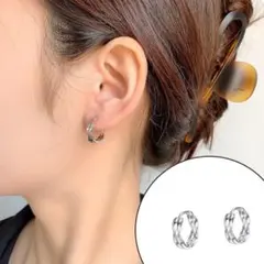 ♥️限定セール♥️ユニセックス　ピアス　シルバー　アクセサリー　フープ　ウェーブ