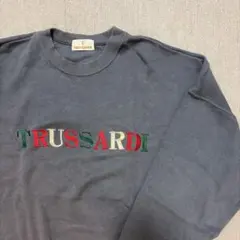 TRUSSARDI グレー 刺繍トレーナー　90sファッションのサムネイル