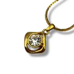 美品 イブサンローラン ネックレス ラインストーン スクエア ヴィンテージ 金