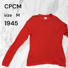 CPCM 長袖 ニット Mサイズ レッド薄手　赤　古着柄なし　シンプル　おしゃれのサムネイル
