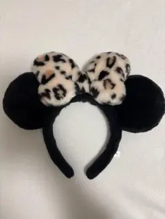 ヒョウ柄リボン付きミッキー耳カチューシャ