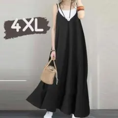 キャミソール 体型カバー ロング丈 ワンピース 大きいサイズ 涼しい 4XL