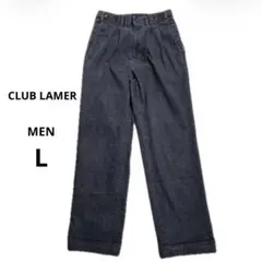 希少 CLUB LAMER 2タック ワイド デニムパンツ L アジャスター付