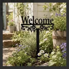 ガーデンオーナメント Welcome ガーデニング アンティーク風 おしゃれ