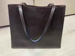 Aquascutum ダークブラウン レザートートバッグ