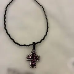 ピンクストーン十字架ネックレス