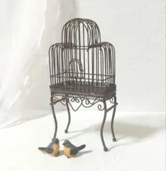 ★ミニチュア　鳥カゴ　サビ加工タイプ