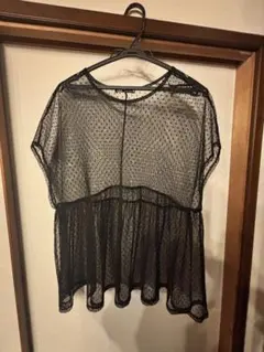 ZARA ドット柄メッシュチュニック シースルー USA-S