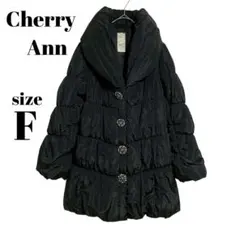 【チェリーアン】ダウンコート ビジュー ボタン 中綿　黒　アウター　防寒　厚手